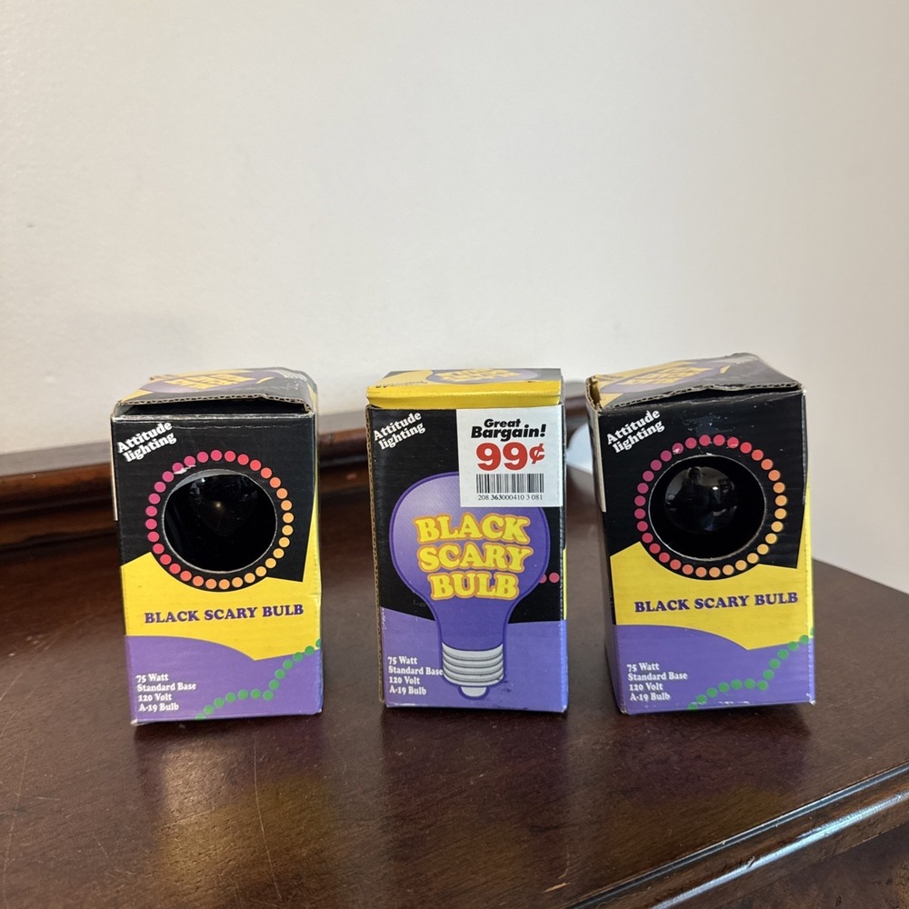 3 Pc.  Scary Black Bulbs - 75W Specialty Bulb Halloween Tested Works!